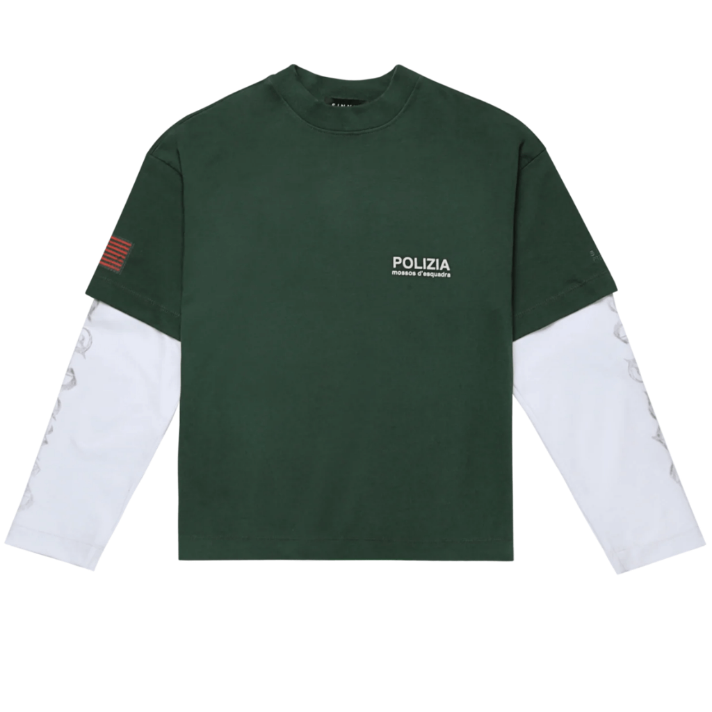 SINNERS CAMISETA DOBLE MANGA BLANCA POLIZIA VERDE