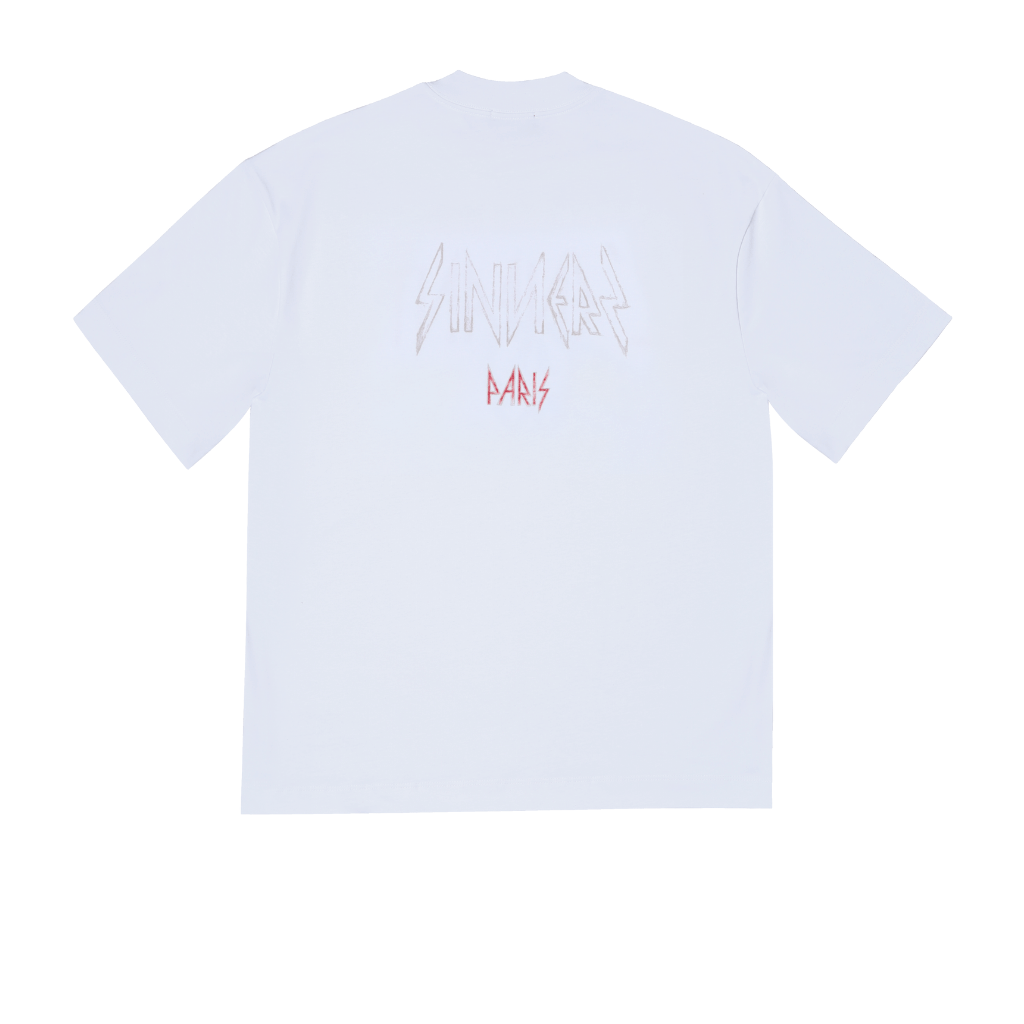 SINNERS FREE JESUS L'ENFANT MONOGRAM CAMISETA OVERSIZE BLANCA