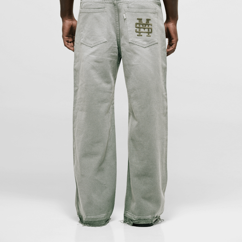 MONOIC TUTTO BENE I FLARED JEANS VERDE OLIVA DESGASTADO