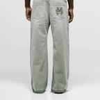 MONOIC TUTTO BENE I FLARED JEANS VERDE OLIVA DESGASTADO