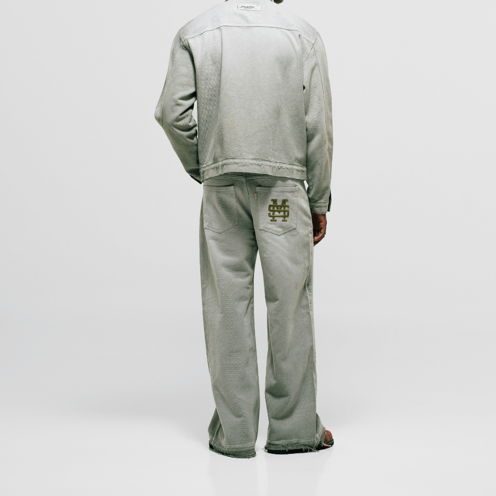 MONOIC TUTTO BENE I FLARED JEANS VERDE OLIVA DESGASTADO