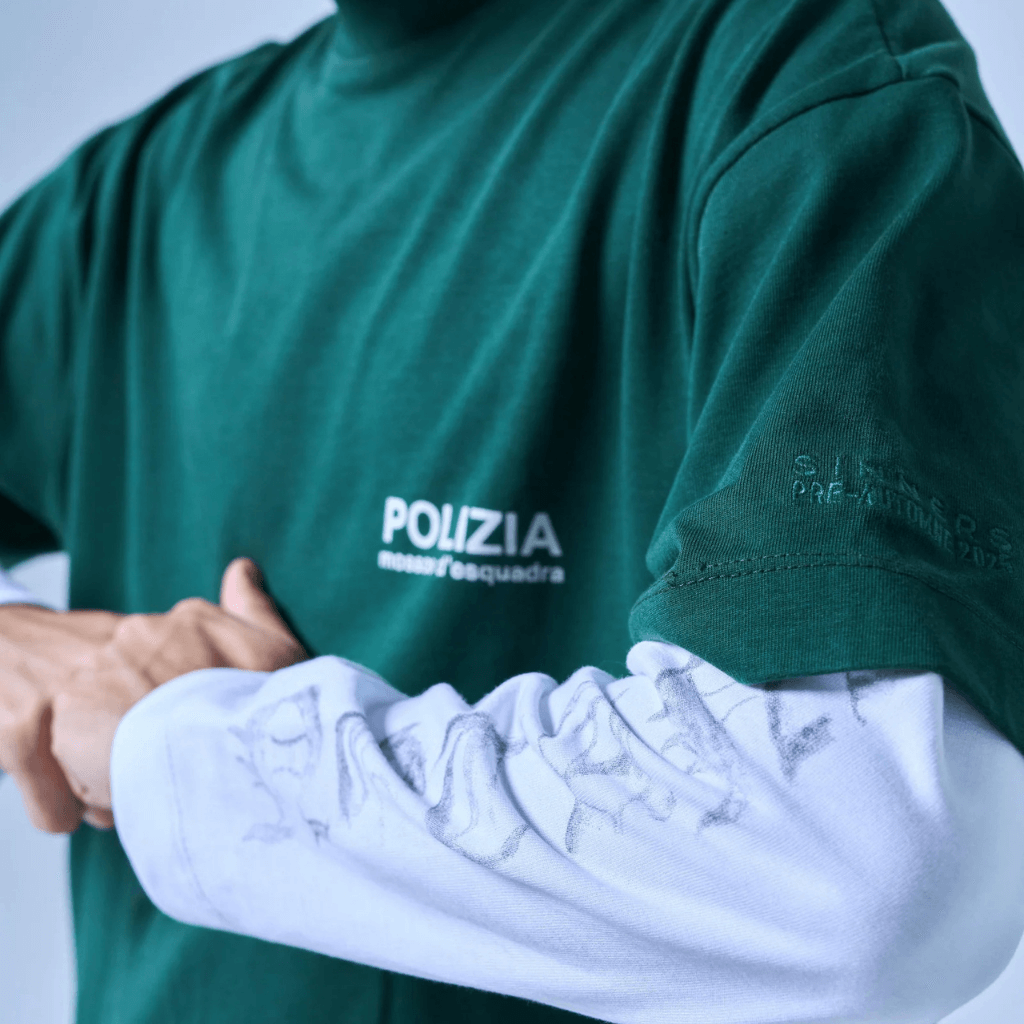 SINNERS CAMISETA DOBLE MANGA BLANCA POLIZIA VERDE