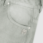 MONOIC TUTTO BENE I FLARED JEANS VERDE OLIVA DESGASTADO