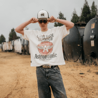 ASTRONOMIC CAN I GET A RIDE? GASOLINE CAMISETA OVERSIZED BLANCA