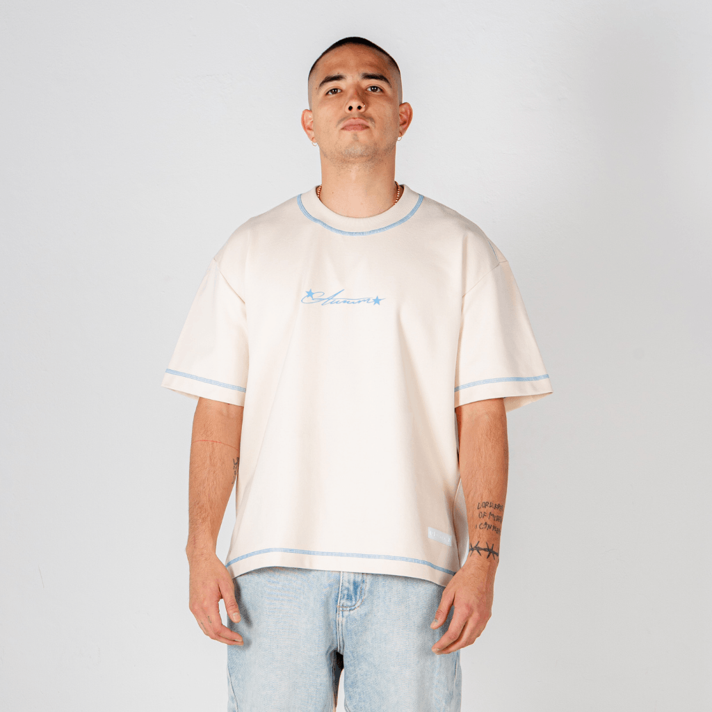 AURUM RACING STARS CAMISETA SIGNATURE BLUE SEAMS BEIGE