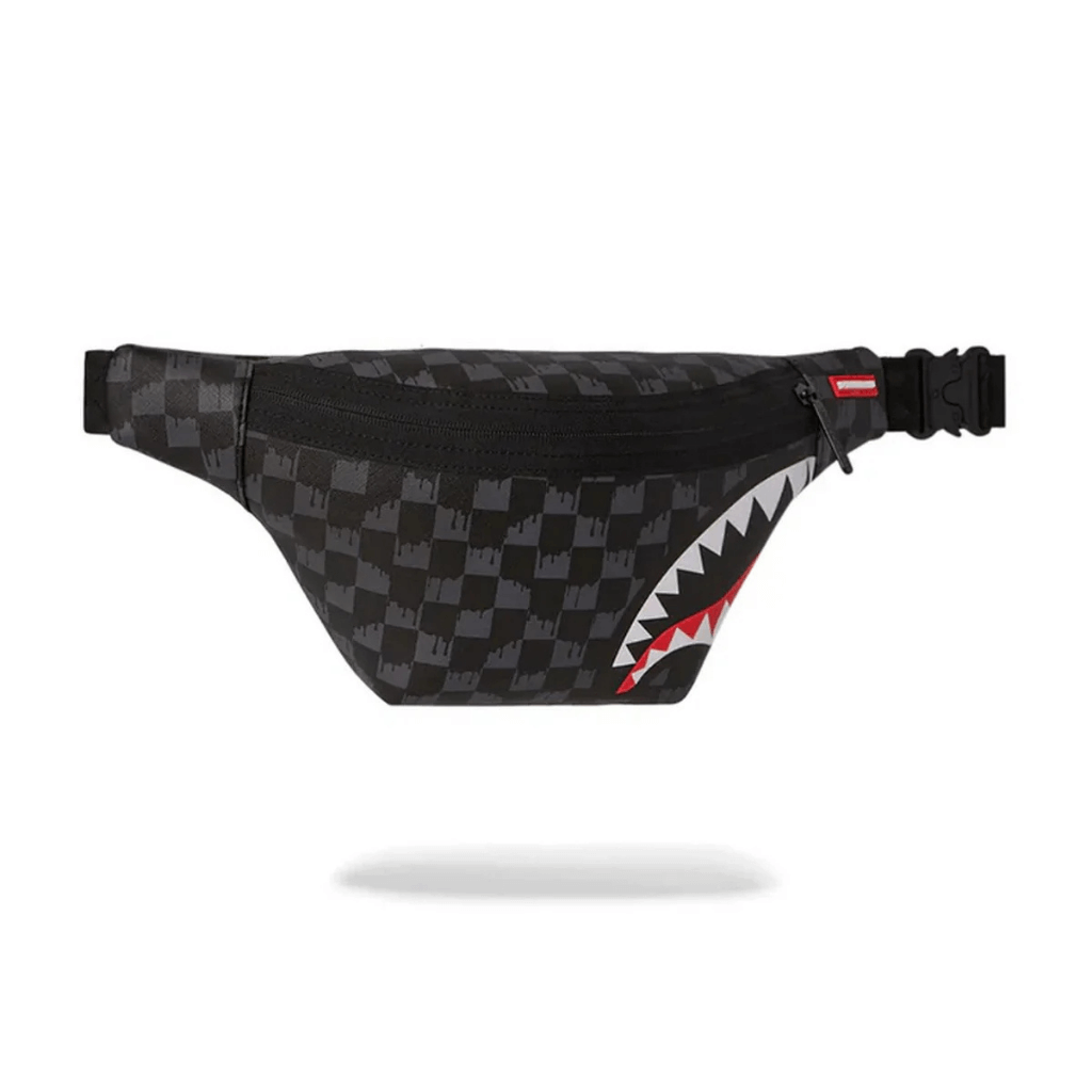 RIÑONERA SPRAYGROUND DRIP CHECK SHARK CROSSBODY NEGRA