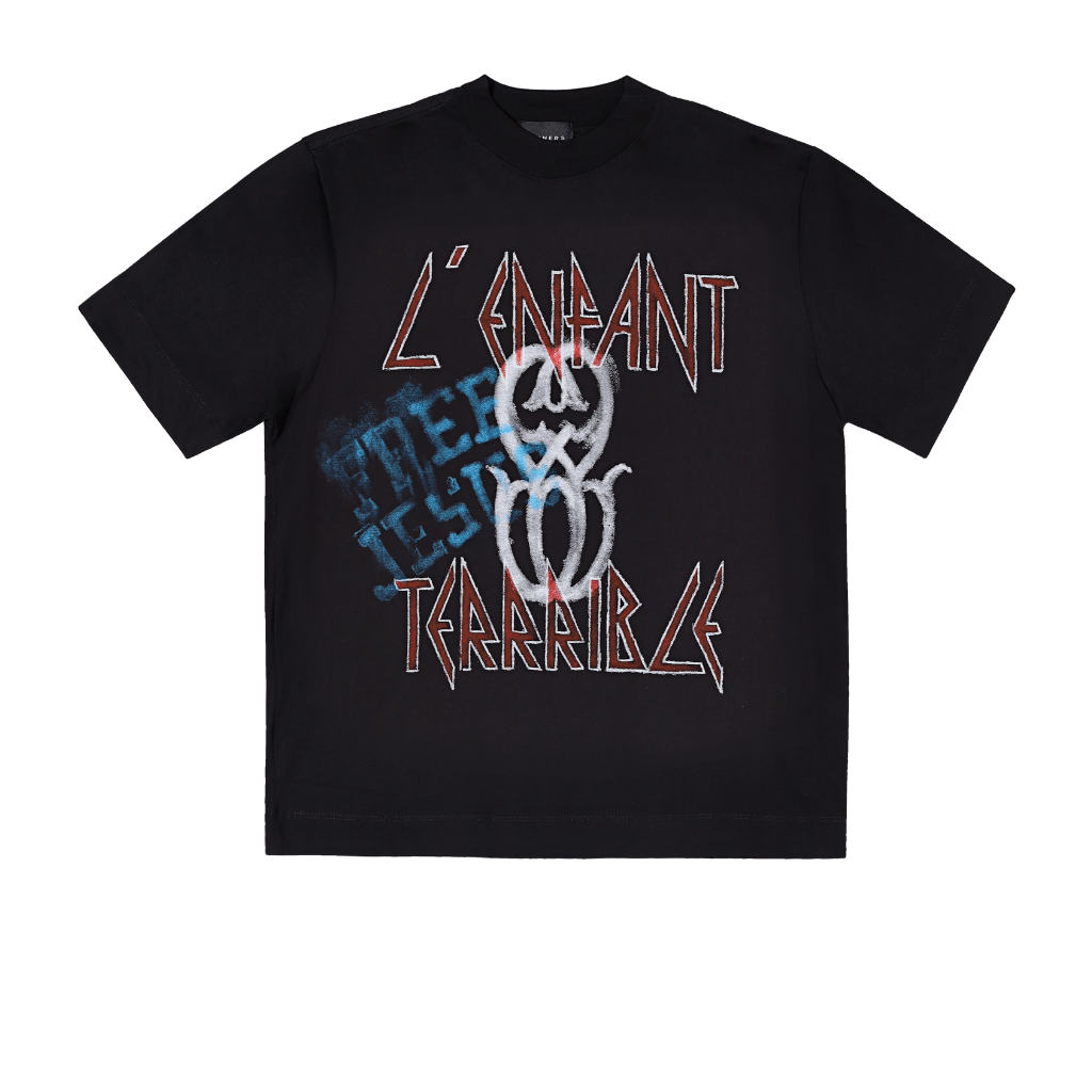 SINNERS FREE JESUS L'ENFANT MONOGRAM CAMISETA OVERSIZE NEGRA