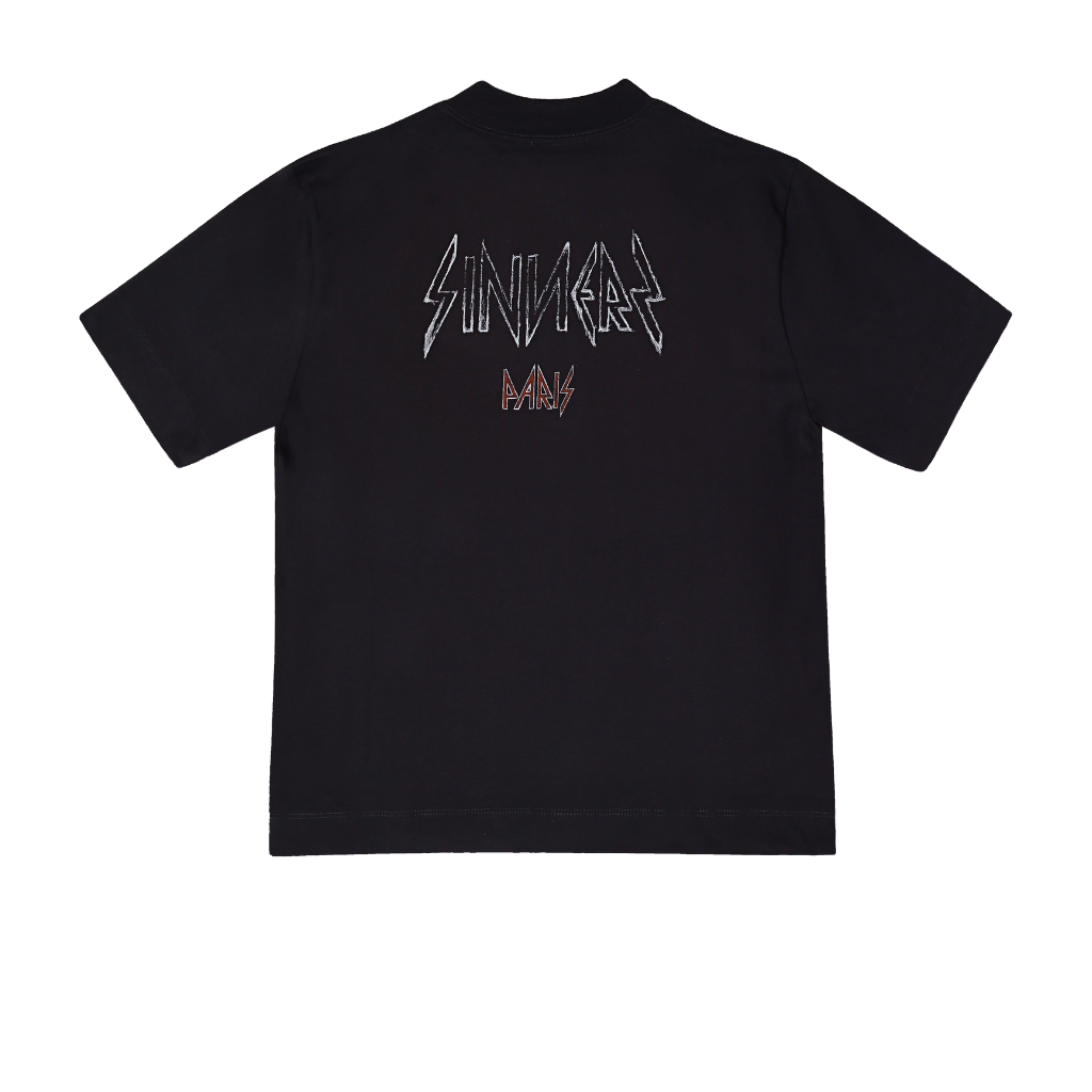 SINNERS FREE JESUS L'ENFANT MONOGRAM CAMISETA OVERSIZE NEGRA