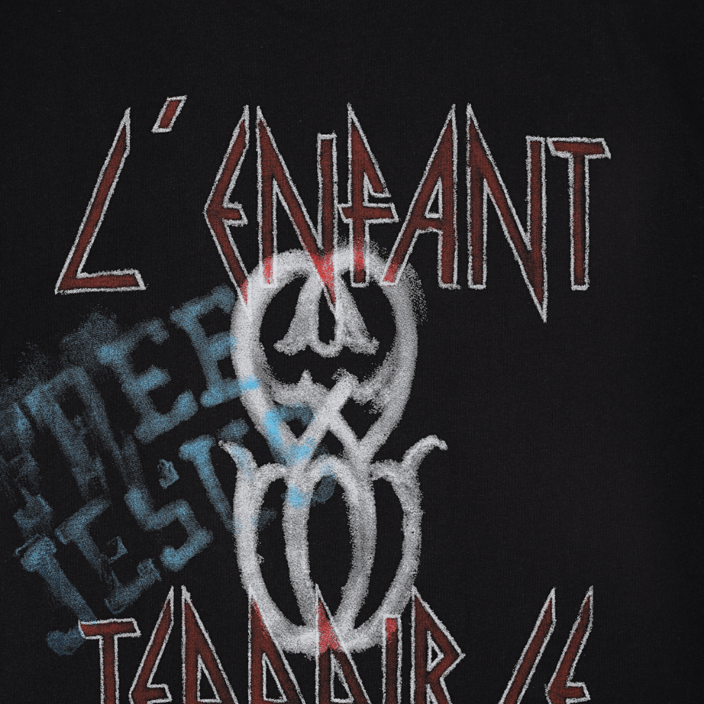 SINNERS FREE JESUS L'ENFANT MONOGRAM CAMISETA OVERSIZE NEGRA