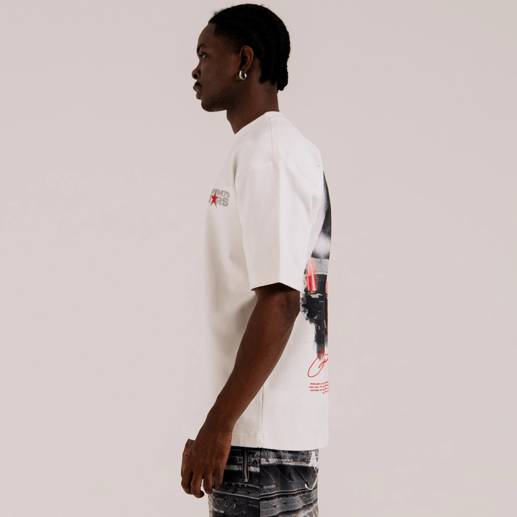 AURUM STARS I FLASHES CAMISETA OVERSIZED BLANCA