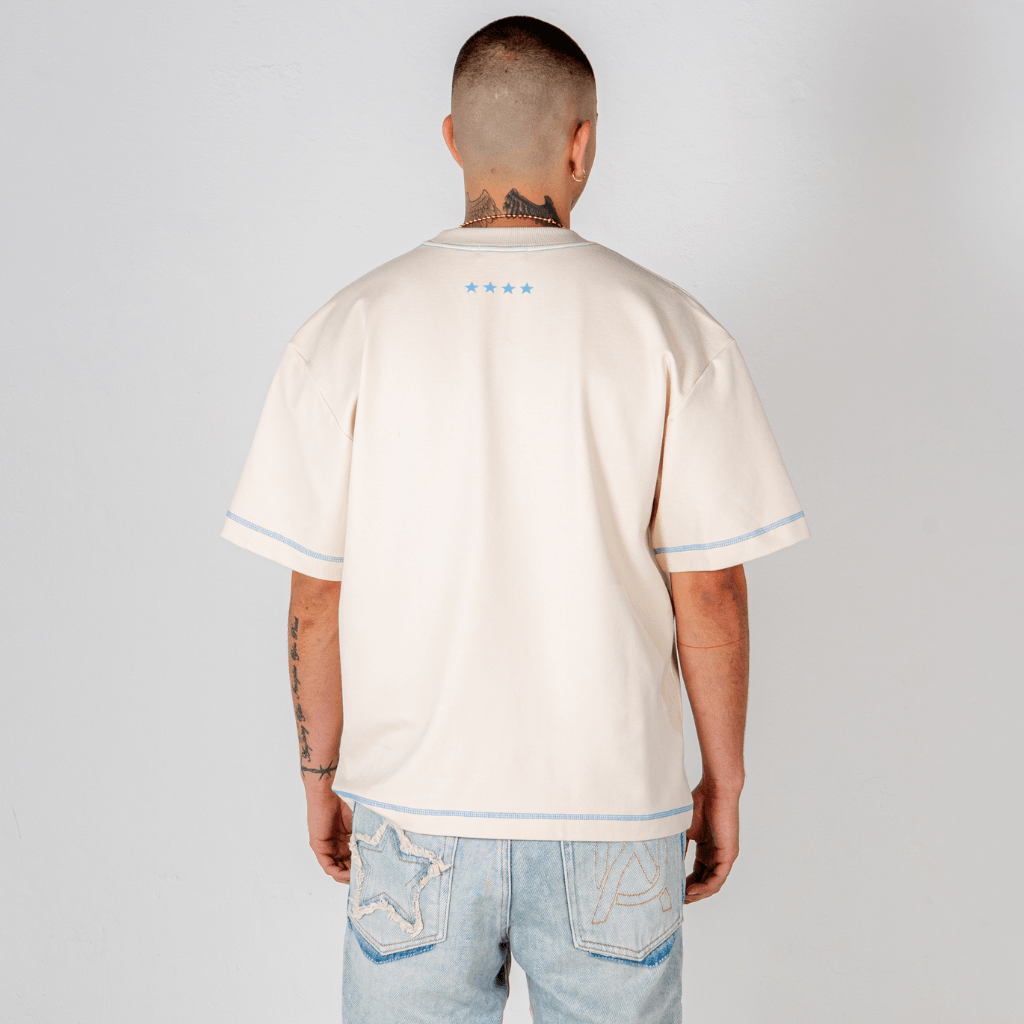 AURUM RACING STARS CAMISETA SIGNATURE BLUE SEAMS BEIGE