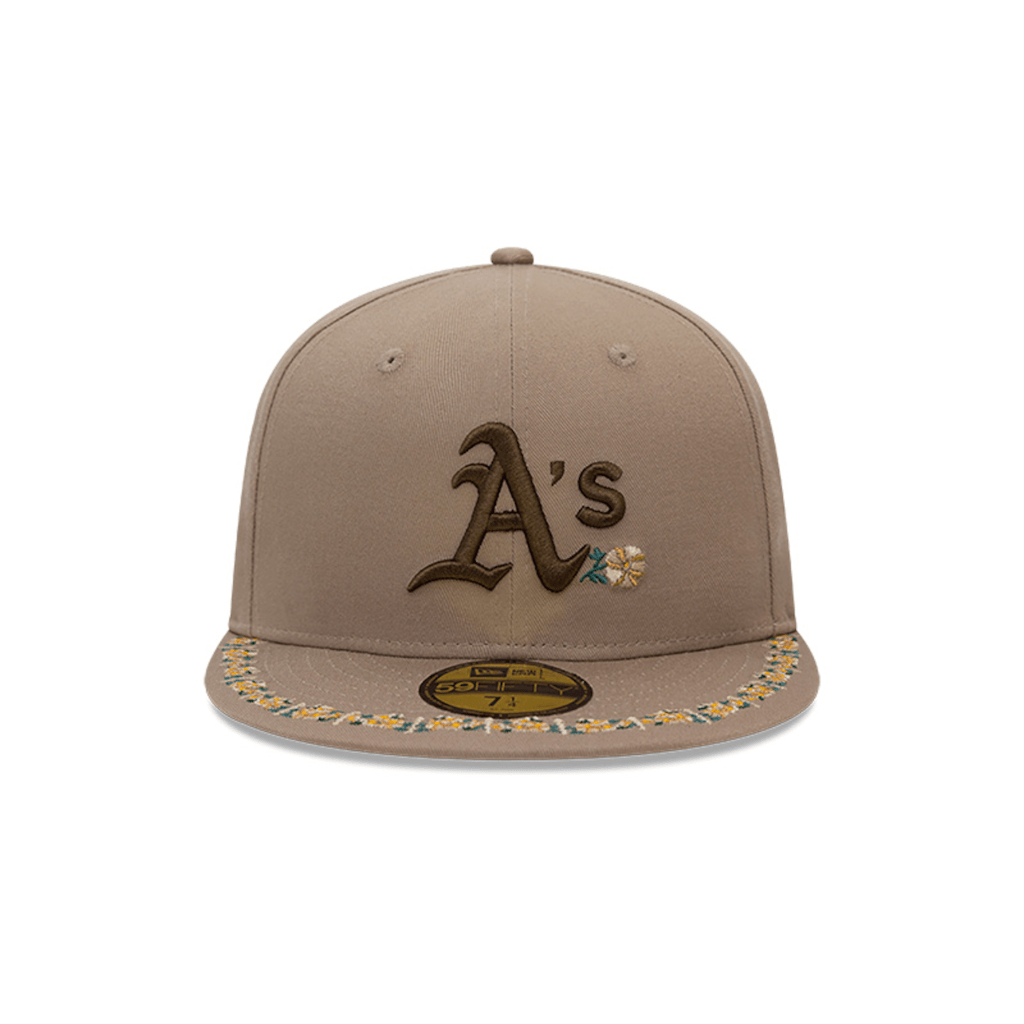 NEW ERA 59FIFTY MLB OAKLAND ATHLETICS FLORAL BORDER COLLECTION GORRA CERRADA CAFÉ