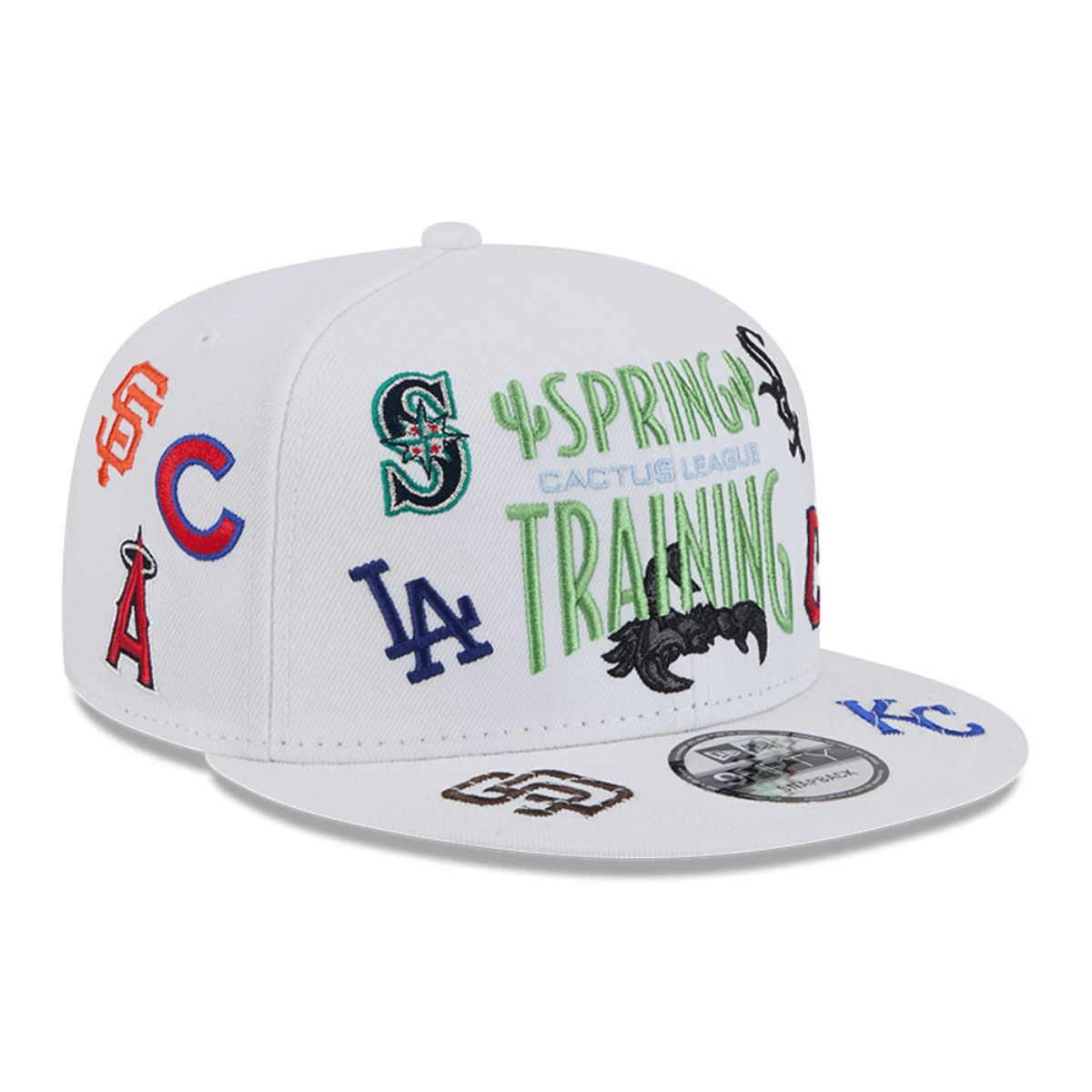NEW ERA 9FIFTY MLB CACTUS LEAGUE ALL OVER LOGO SPRING TRAINING FAN PACK 2025 GORRA AJUSTABLE BLANCA