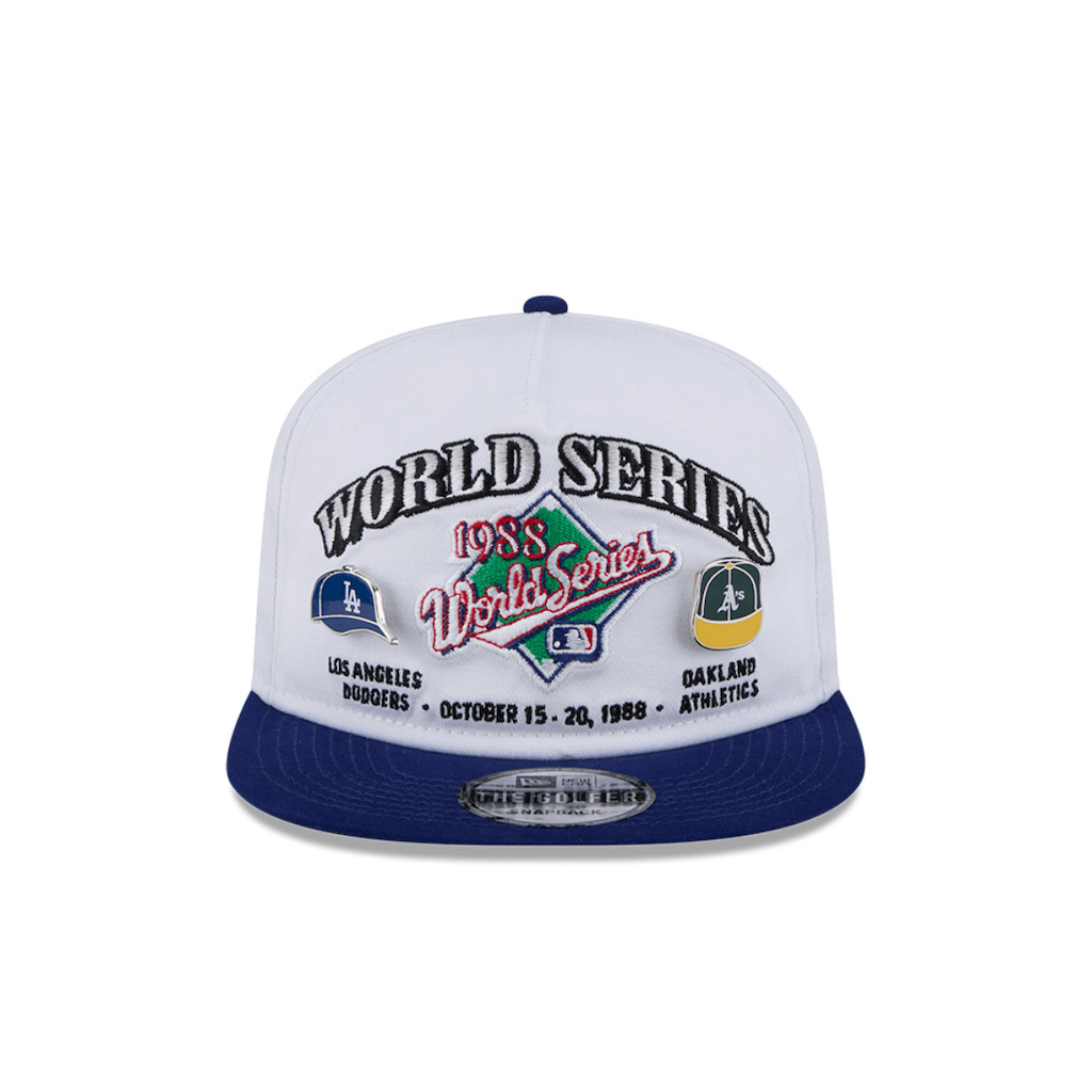 NEW ERA GOLFER MLB CHAMPIONSHIP PIN LA DODGERS VS OAKLAND ATHLETICS GORRA AJUSTABLE BLANCA