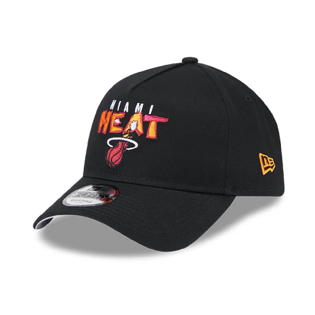 NEW ERA 9FORTY A-FRAME NBA MIAMI HEAT RETRO GORRA AJUSTABLE NEGRA
