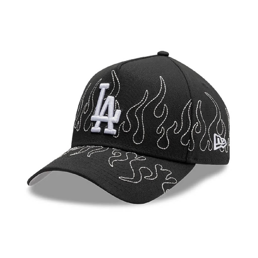 NEW ERA 9FORTY A-FRAME MLB LOS ANGELES DODGERS OUTLINE FLAMES GORRA AJUSTABLE NEGRA