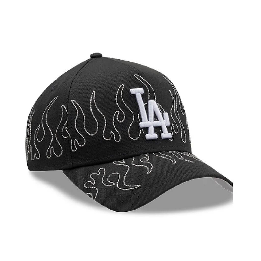 NEW ERA 9FORTY A-FRAME MLB LOS ANGELES DODGERS OUTLINE FLAMES GORRA AJUSTABLE NEGRA