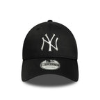 NEW ERA 9FORTY MLB NEW YORK YANKEES METALLIC SILVER LOGO GORRA AJUSTABLE NEGRA