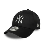 NEW ERA 9FORTY MLB NEW YORK YANKEES METALLIC SILVER LOGO GORRA AJUSTABLE NEGRA