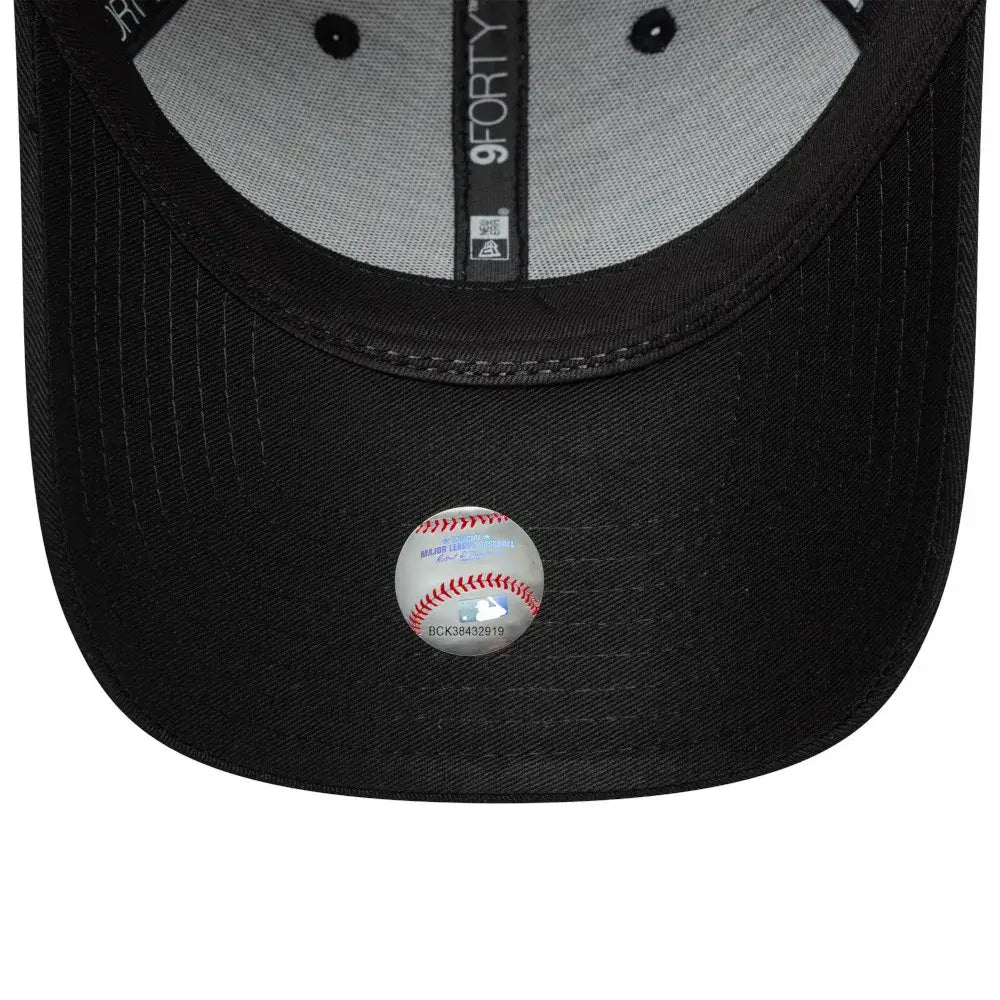 NEW ERA 9FORTY MLB NEW YORK YANKEES METALLIC SILVER LOGO GORRA AJUSTABLE NEGRA