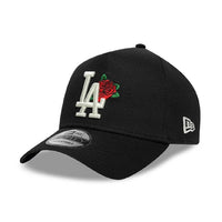 NEW ERA 9FORTY A-FRAME MLB LOS ANGELES DODGERS COOPS FLORAL 1955 PATCH GORRA AJUSTABLE NEGRA