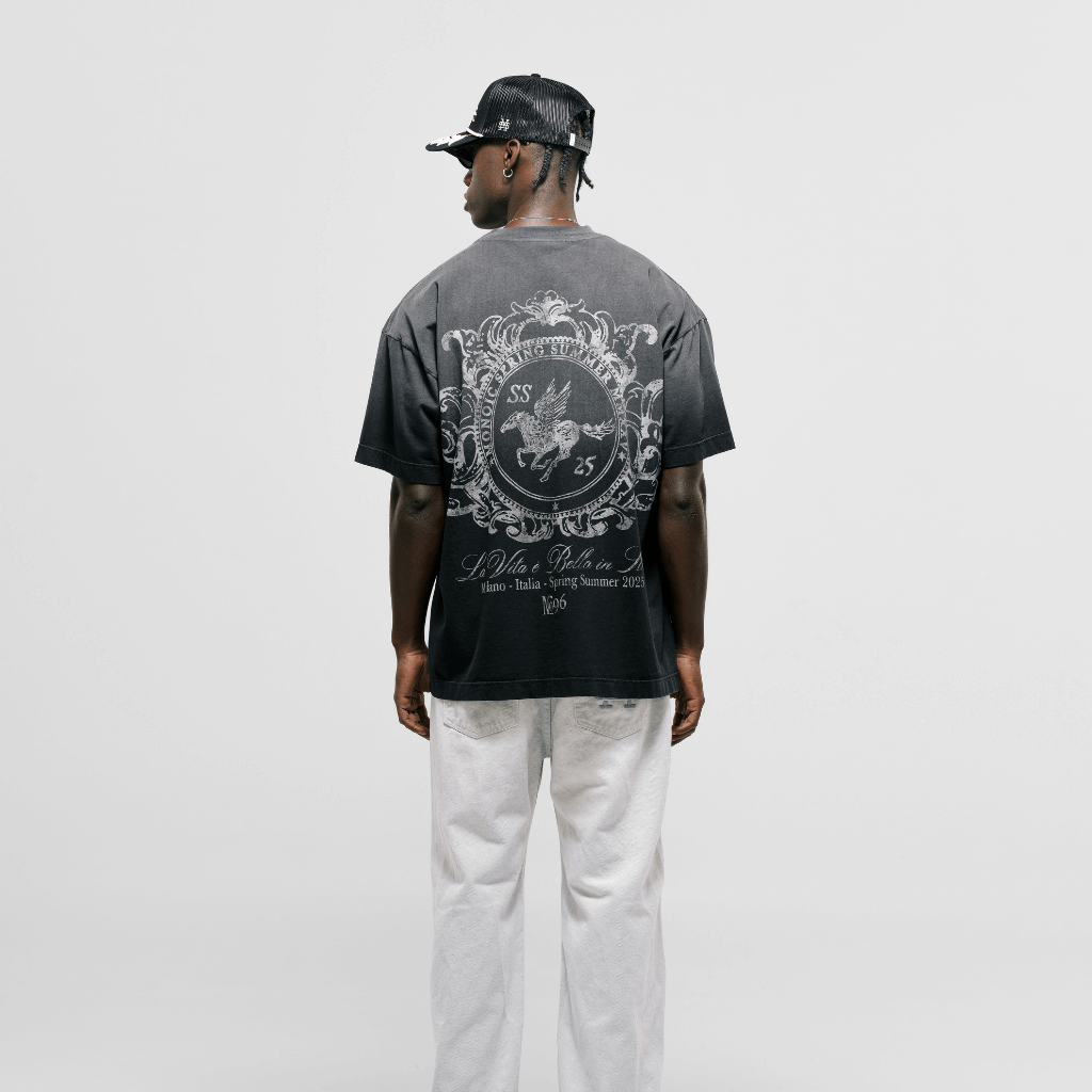 MONOIC TUTTO BENE I CAMISETA OVERSIZED CAVALLO NEGRO DESGASTADO