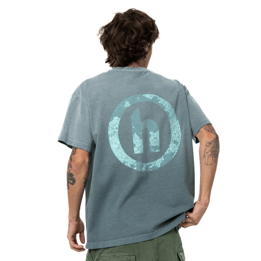 HIDDEN VINTAGE CRACKED LOGO CAMISETA AZUL