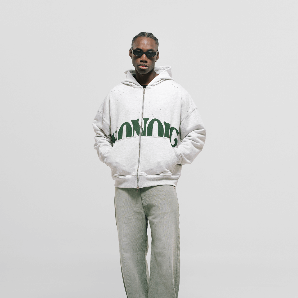 MONOIC TUTTO BENE 2 DOUBLE ZIP MONOIC BUZO GRIS JASPÉ