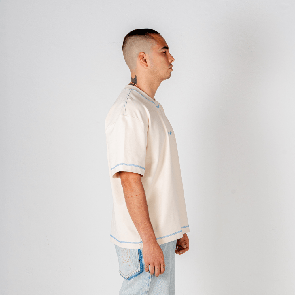 AURUM RACING STARS CAMISETA SIGNATURE BLUE SEAMS BEIGE