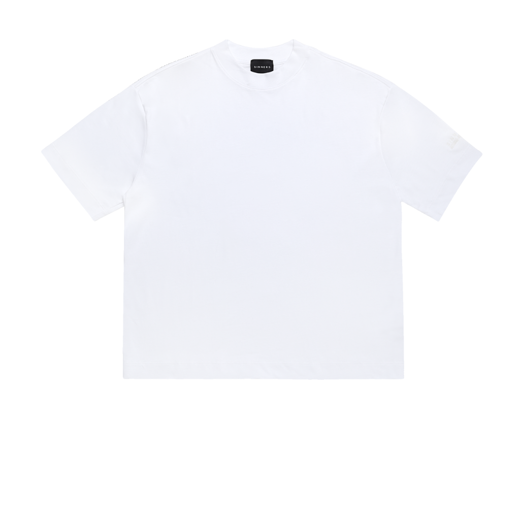 SINNERS FW25 RHINESTONE LOGO CAMISETA OVERSIZE BLANCA