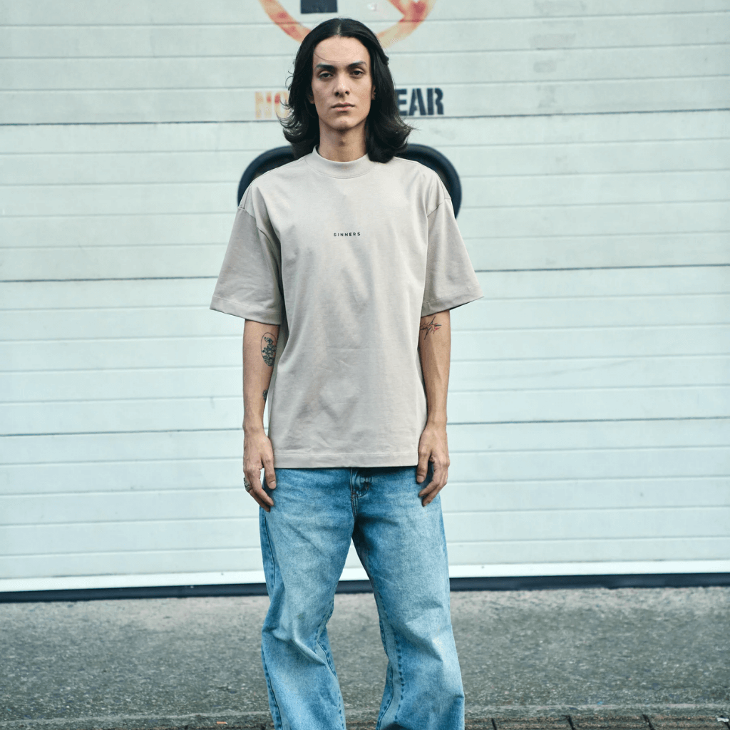 SINNERS LOGO CAMISETA OVERSIZE BEIGE