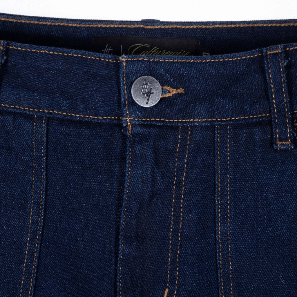 CULTUREWISE TWO STROKE SAINTS SHORTS STRAIGTH RAW DENIM AZUL