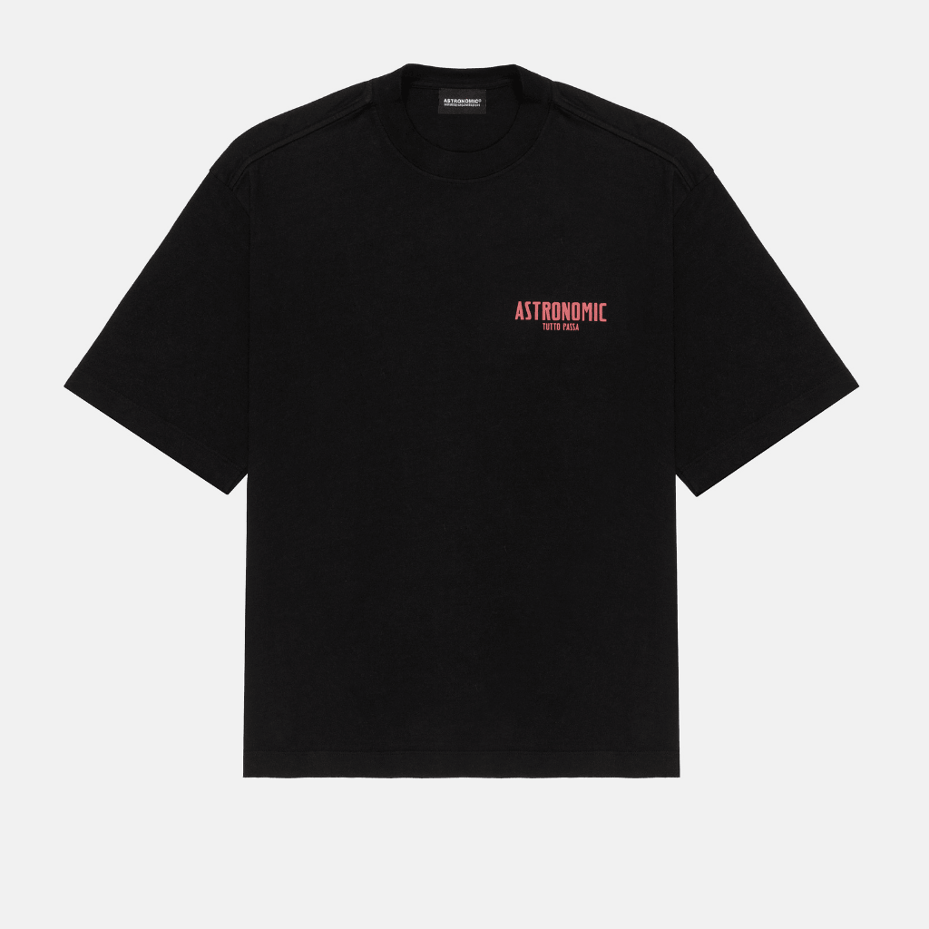 ASTRONOMIC ANDIAMO PIANO, MY FRIEND TUTTO PASSA CAMISETA OVERSIZED NEGRA