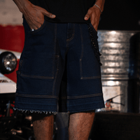 CULTUREWISE TWO STROKE SAINTS SHORTS STRAIGTH RAW DENIM AZUL