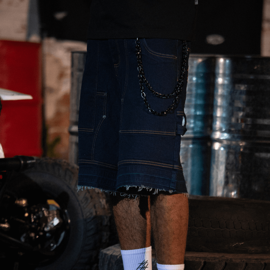 CULTUREWISE TWO STROKE SAINTS SHORTS STRAIGTH RAW DENIM AZUL