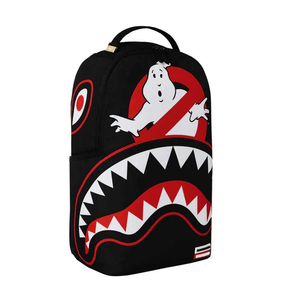 MORRAL SPRAYGROUND GHOSTBUSTERS LOGO AND SHARK MOUTH NEGRO