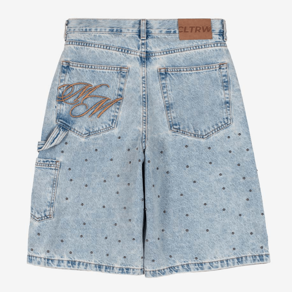 CULTUREWISE TWO STROKE SAINTS SHORTS STRAIGTH CLARO CON PIEDRAS AZUL
