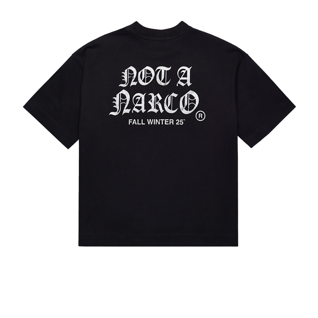 SINNERS NOT A NARCO FW25 CAMISETA BOXY NEGRA