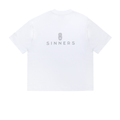 SINNERS FW25 RHINESTONE LOGO CAMISETA OVERSIZE BLANCA