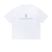 SINNERS FW25 RHINESTONE LOGO CAMISETA OVERSIZE BLANCA