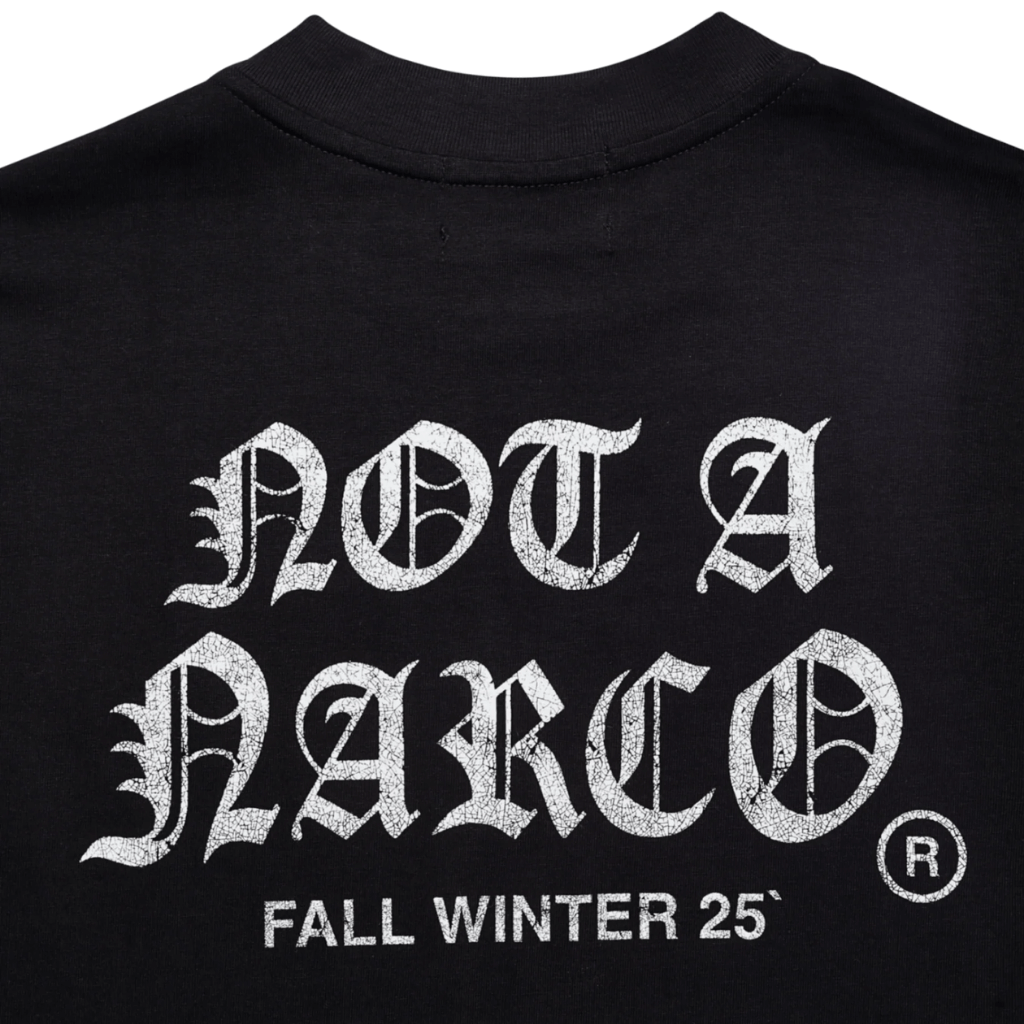 SINNERS NOT A NARCO FW25 CAMISETA BOXY NEGRA