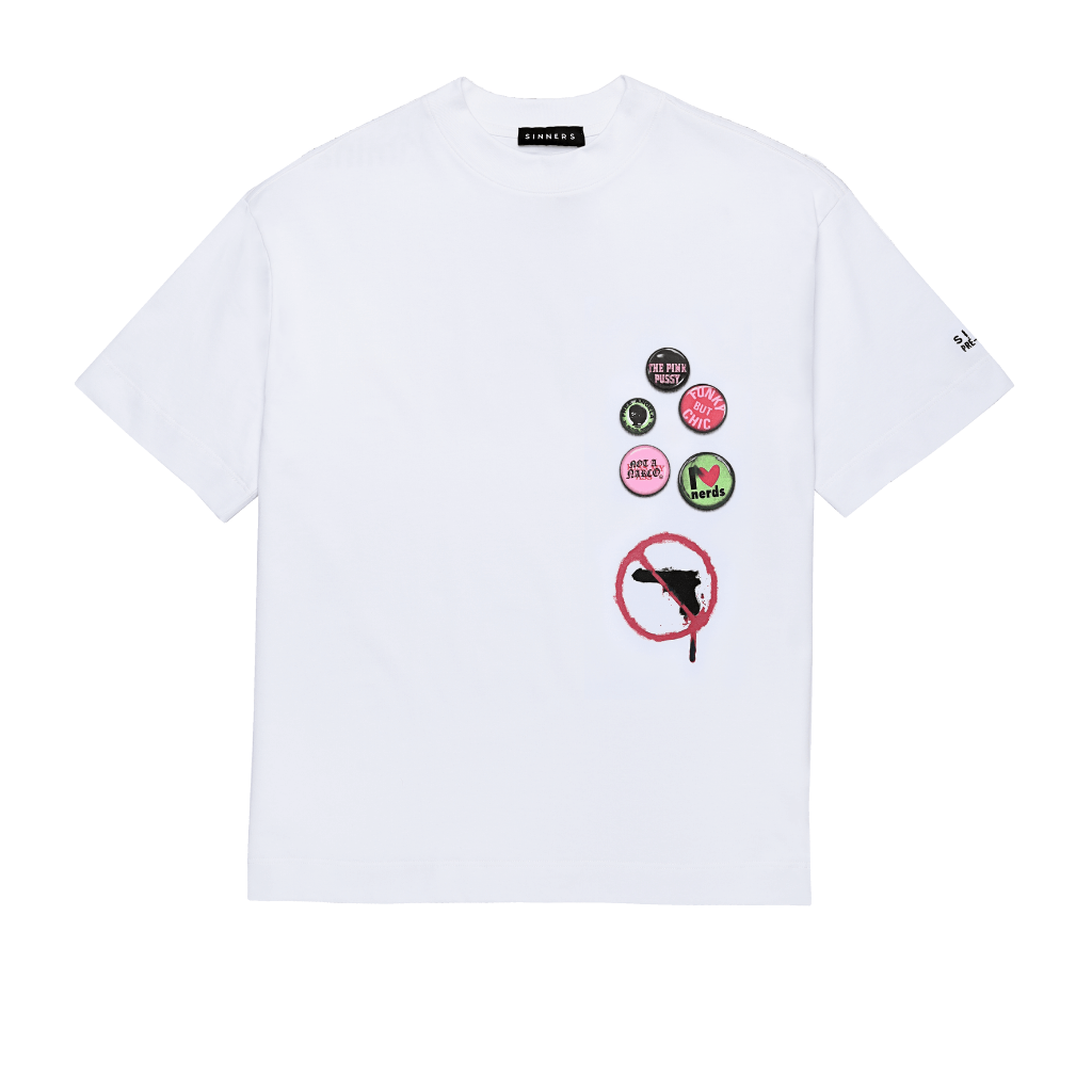 SINNERS STAMPS CAMISETA OVERSIZED BLANCA