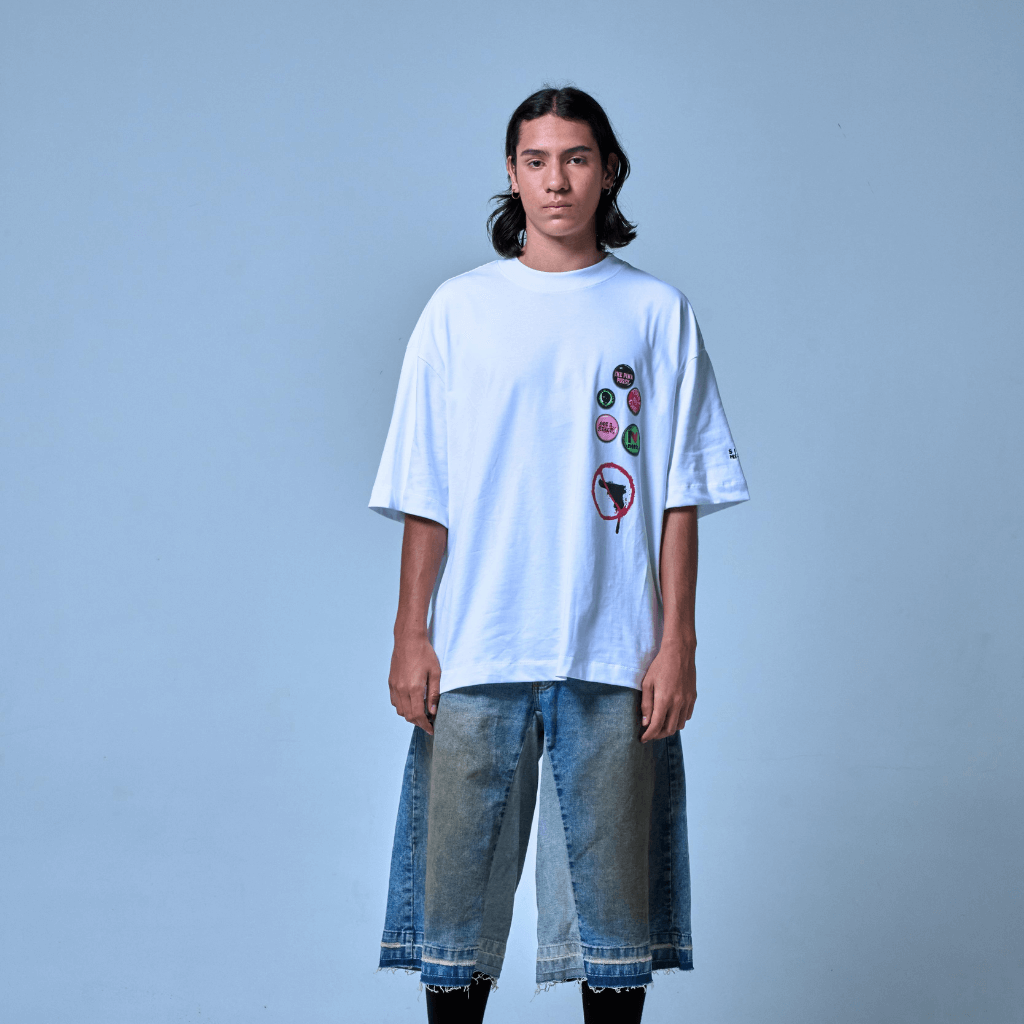 SINNERS STAMPS CAMISETA OVERSIZED BLANCA