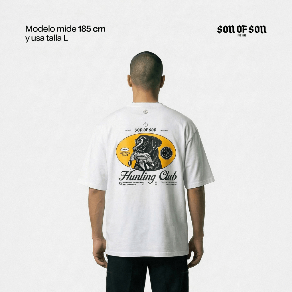 SON OF SON DALLAS TEXAS BLACK FLAG HUNTING CLUB CAMISETA OVERSIZED BLANCA