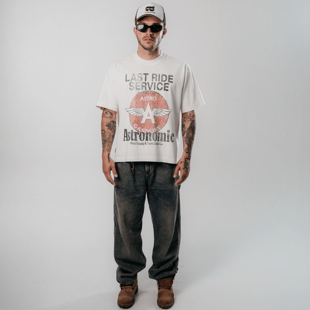 ASTRONOMIC CAN I GET A RIDE? GASOLINE CAMISETA OVERSIZED BLANCA