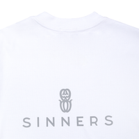 SINNERS FW25 RHINESTONE LOGO CAMISETA OVERSIZE BLANCA