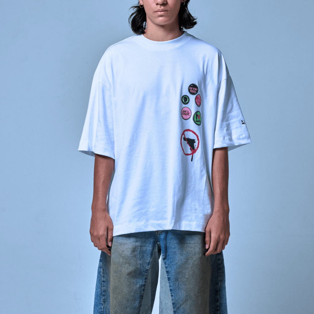 SINNERS STAMPS CAMISETA OVERSIZED BLANCA