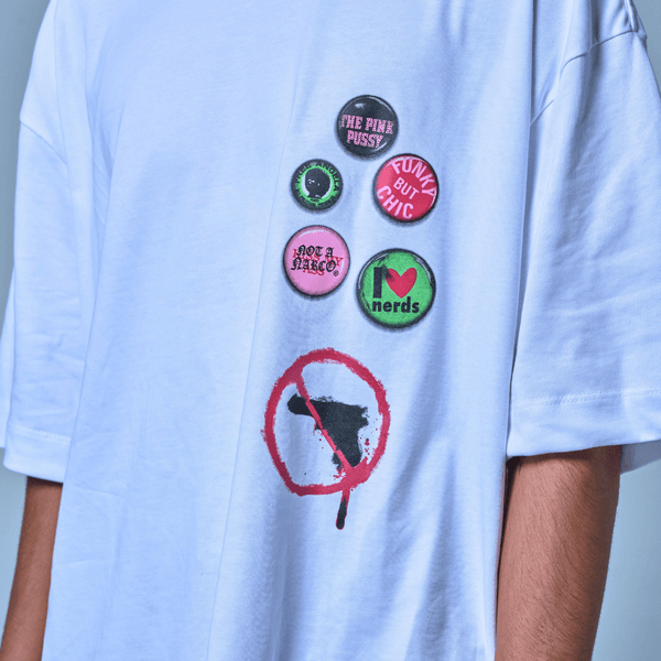 SINNERS STAMPS CAMISETA OVERSIZED BLANCA