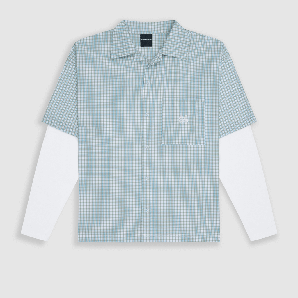 MONOIC TUTTO BENE I CAMISETA CUADROS DOBLE MANGA VERDE CLARO