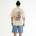 ASTRONOMIC ANDIAMO PIANO, MY FRIEND DONNA NAPOLETANA CAMISETA OVERSIZED BEIGE